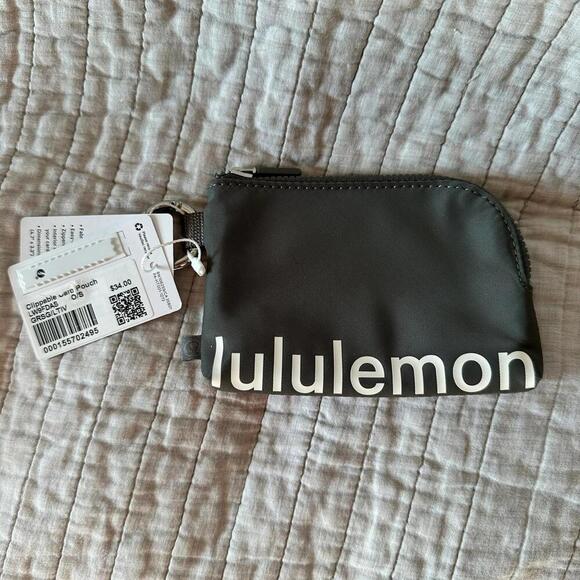 lululemon athletica Accessories - NWT Lululemon Clippable Card Pouch Wallet Keychain Grey Sage / Light Ivory